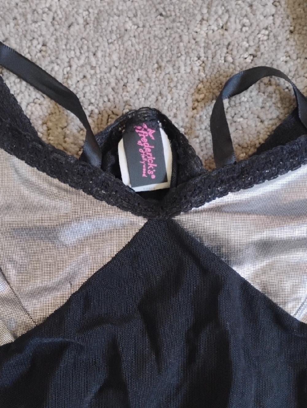 Frederick's of Hollywood Black Lace and Mesh Chemise